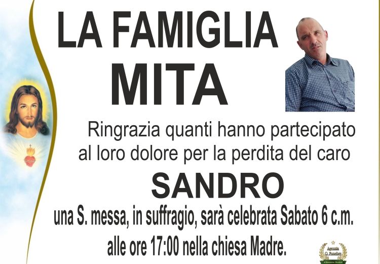 Mita Sandro ringraziamento 