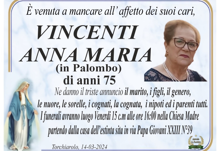 Annuncio Vincenti Anna Maria